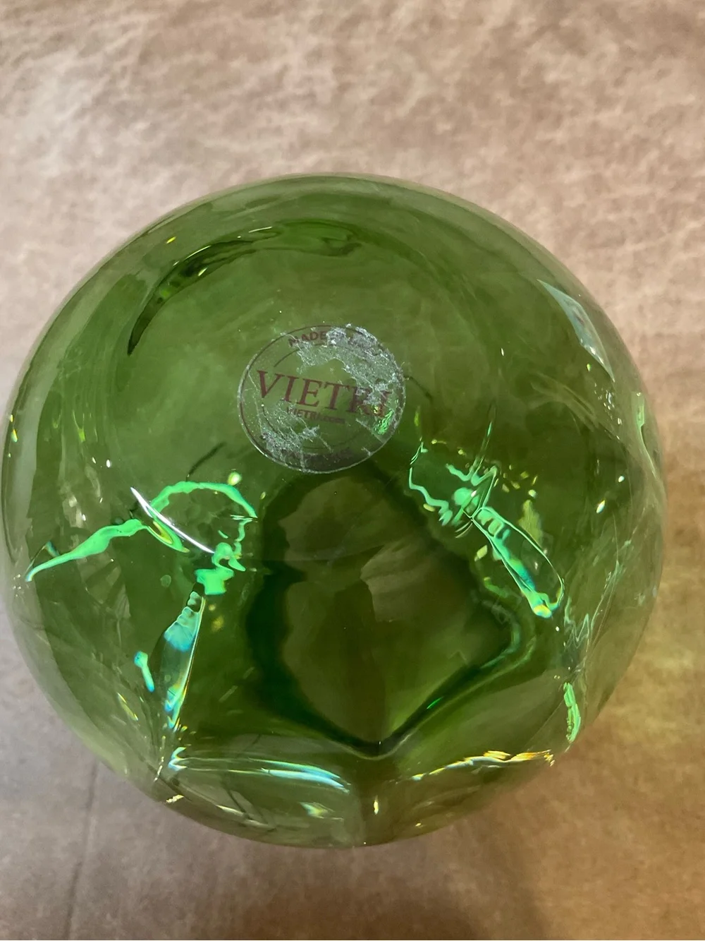 Vietri Hibiscus Green Handblown in Italy